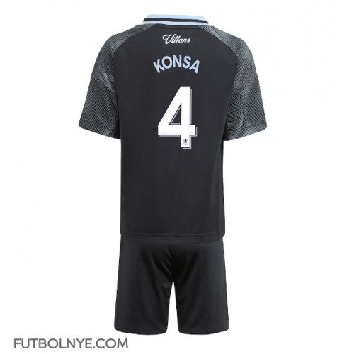 Camiseta Aston Villa Ezri Konsa #4 Visitante Equipación para niños 2025-26 manga corta (+ pantalones cortos)